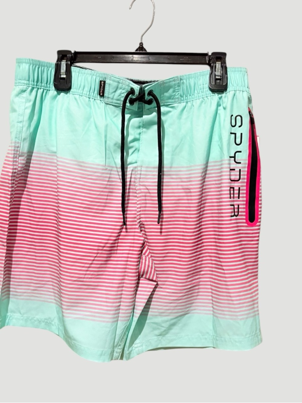 Spyder Men’s Mint & Pink Gradient Stripe Swim Shorts size XL